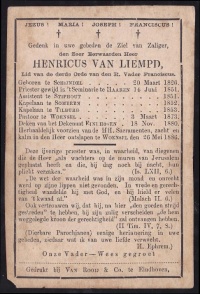 bidprentje van Henricus van Liempd